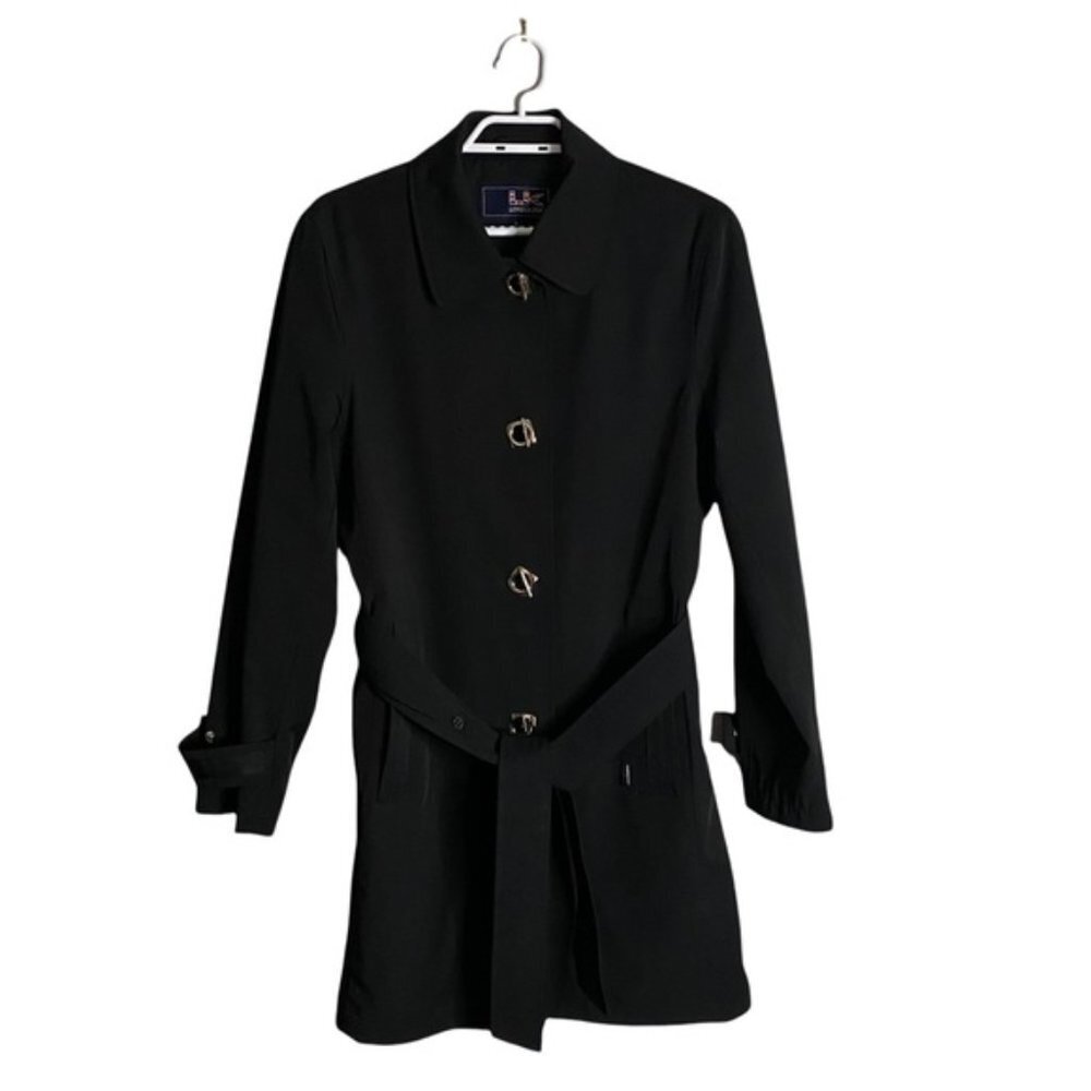 London Fog Women's Black Belted Chic Soft Shell Coat
